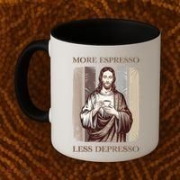 Jesus More Espresso And Less Depresso Retro Coffee Lovers Coffee Mug thumb 2