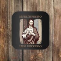 Jesus More Espresso And Less Depresso Retro Coffee Lovers Coaster thumb 0