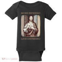 Jesus More Espresso And Less Depresso Retro Coffee Lovers Baby Bodysuit thumb 0
