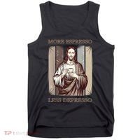 Jesus More Espresso And Less Depresso Retro Coffee Lovers Tank Top thumb 0