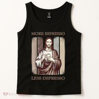 Jesus More Espresso And Less Depresso Retro Coffee Lovers Tank Top thumb 2