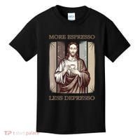 Jesus More Espresso And Less Depresso Retro Coffee Lovers Kids T-Shirt thumb 0