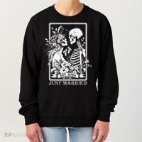 Just Married Est 2024 Halloween Skeleton Couples Women's Sweatshirt thumb 0