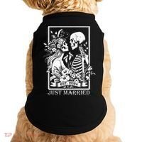 Just Married Est 2024 Halloween Skeleton Couples Doggie Tank thumb 0