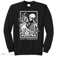 Just Married Est 2024 Halloween Skeleton Couples Sweatshirt thumb 0