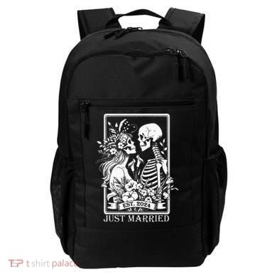 Just Married Est 2024 Halloween Skeleton Couples Backpack