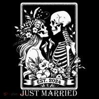 Just Married Est 2024 Halloween Skeleton Couples Coaster thumb 2
