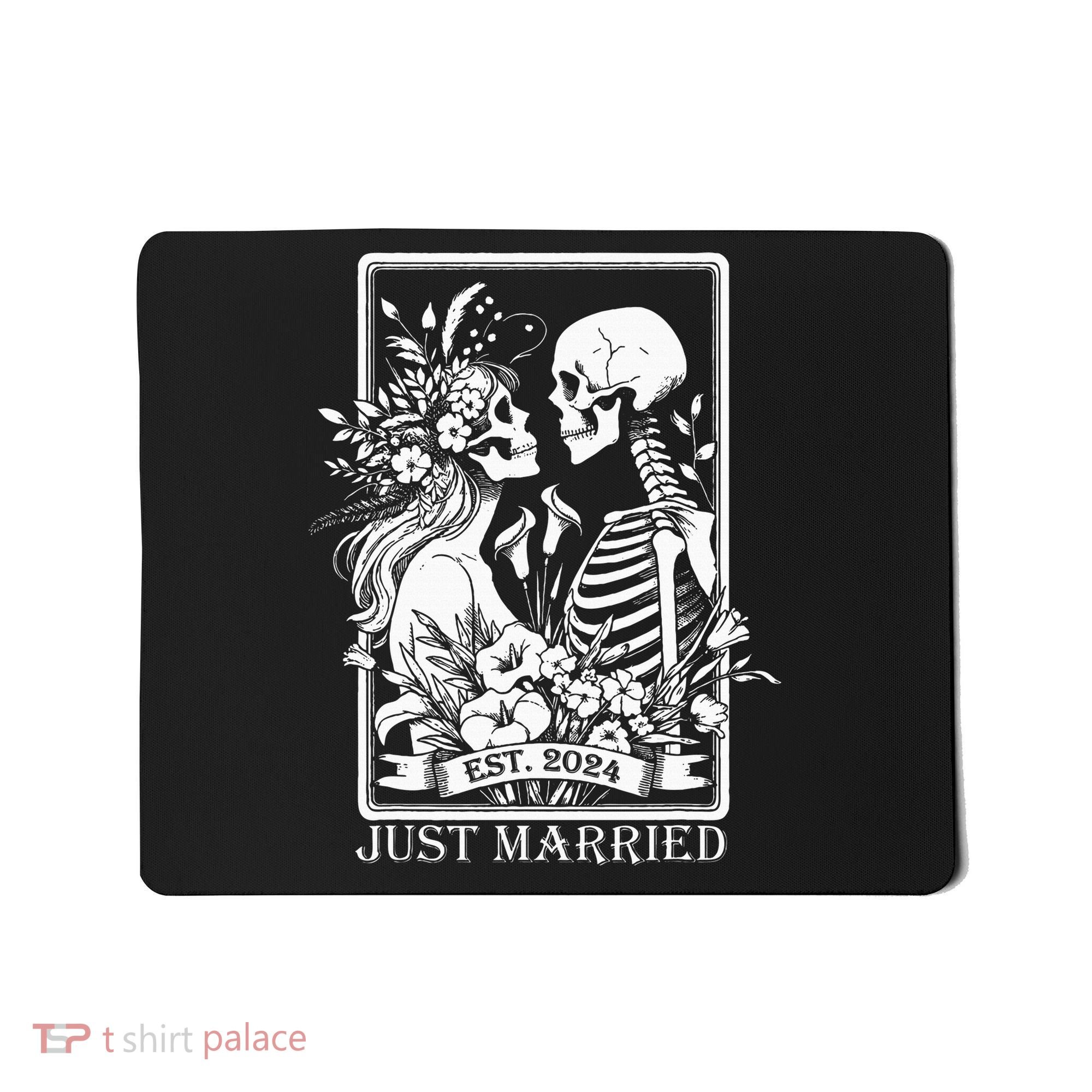 Just Married Est 2024 Halloween Skeleton Couples Mousepad