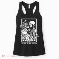 Just Married Est 2024 Halloween Skeleton Couples Women's Tank Top thumb 0