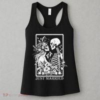 Just Married Est 2024 Halloween Skeleton Couples Women's Tank Top thumb 3