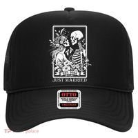 Just Married Est 2024 Halloween Skeleton Couples Hat thumb 0