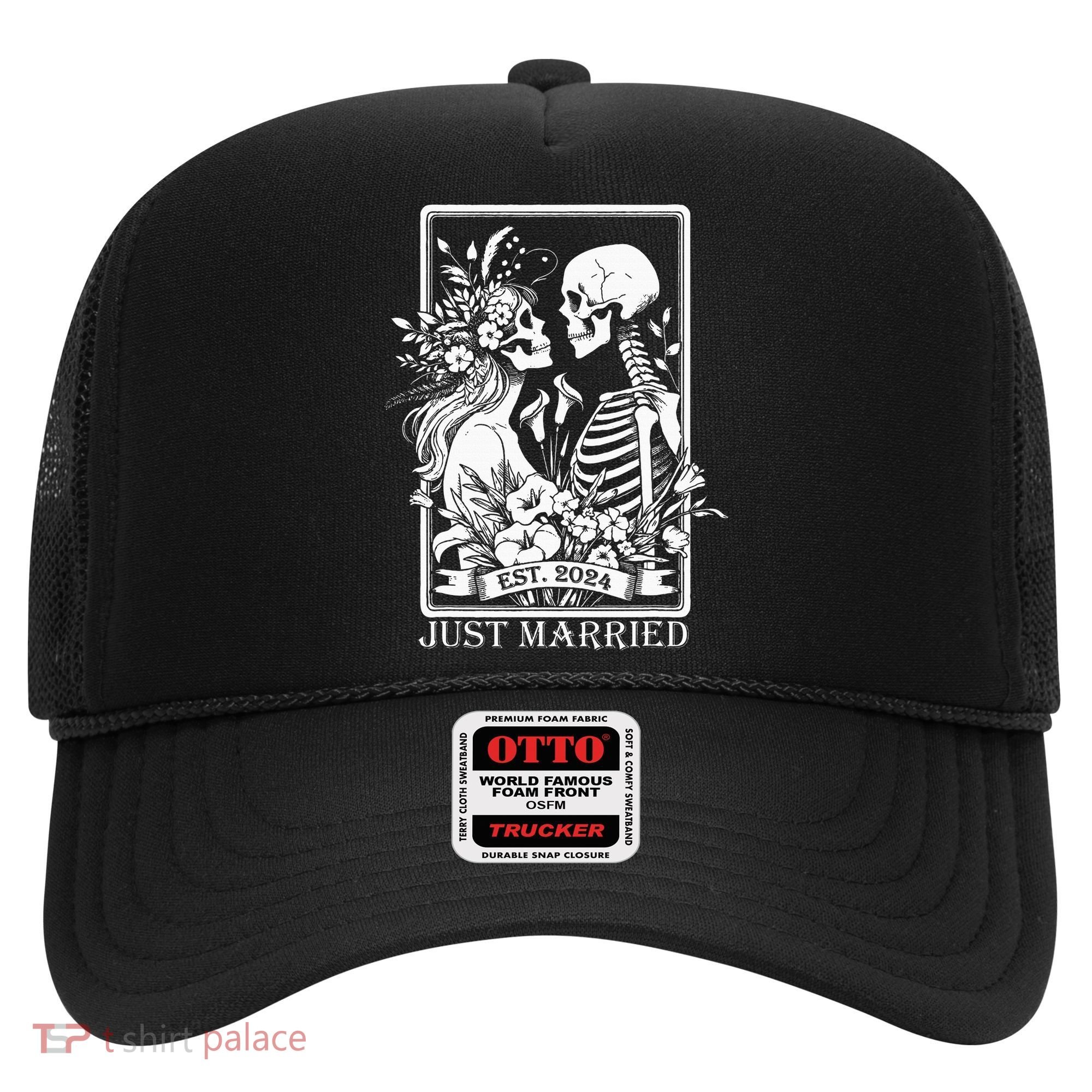 Just Married Est 2024 Halloween Skeleton Couples Hat