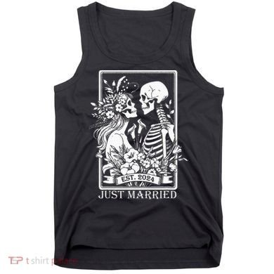 Just Married Est 2024 Halloween Skeleton Couples Tank Top