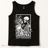 Just Married Est 2024 Halloween Skeleton Couples Tank Top thumb 2