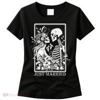 Just Married Est 2024 Halloween Skeleton Couples Women's T-Shirt thumb 0