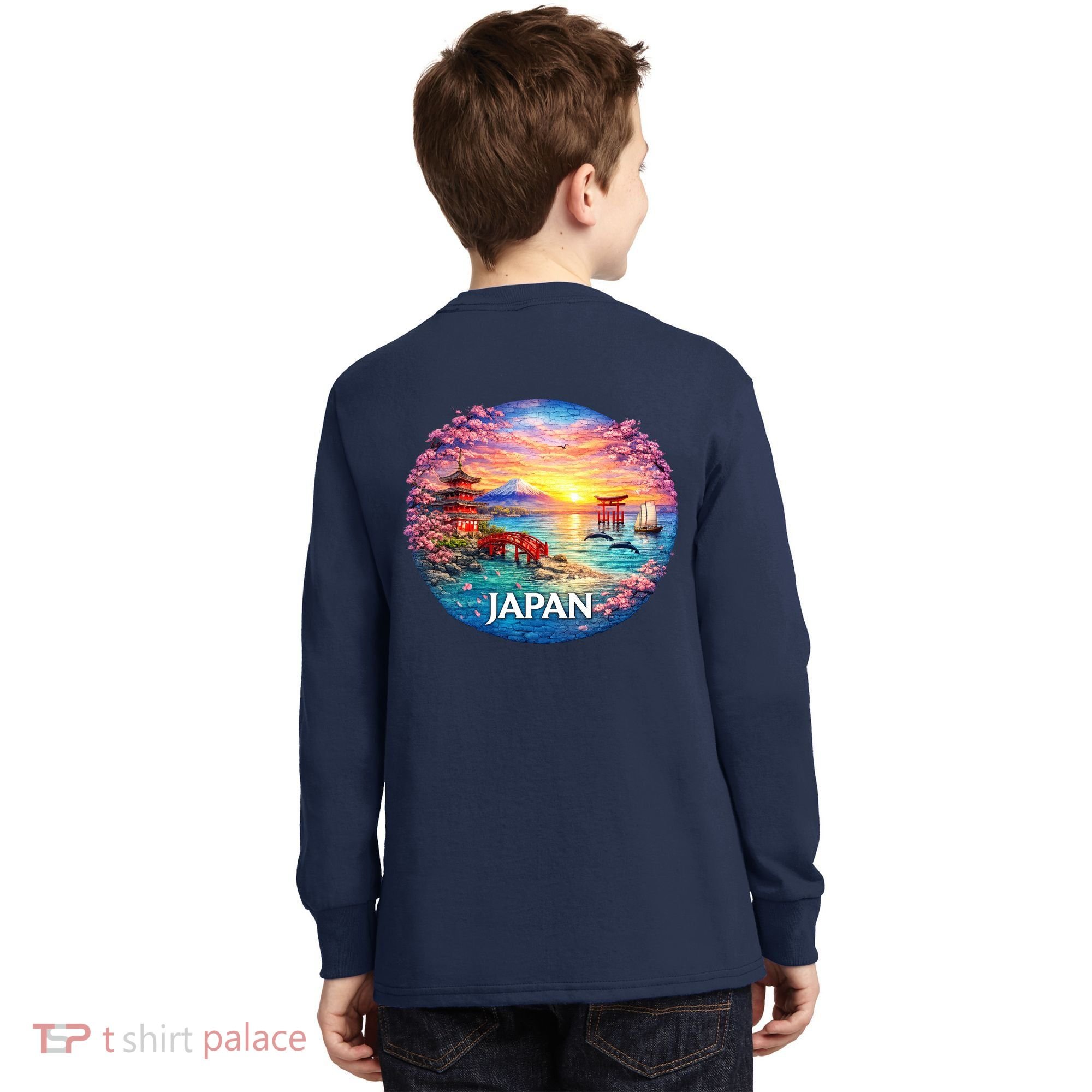 Japan Mosaic Kids Long Sleeve Shirt