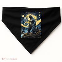 Japanese Monster Kaiju In Van Gogh Starry Night USA-Made Doggie Bandana thumb 0