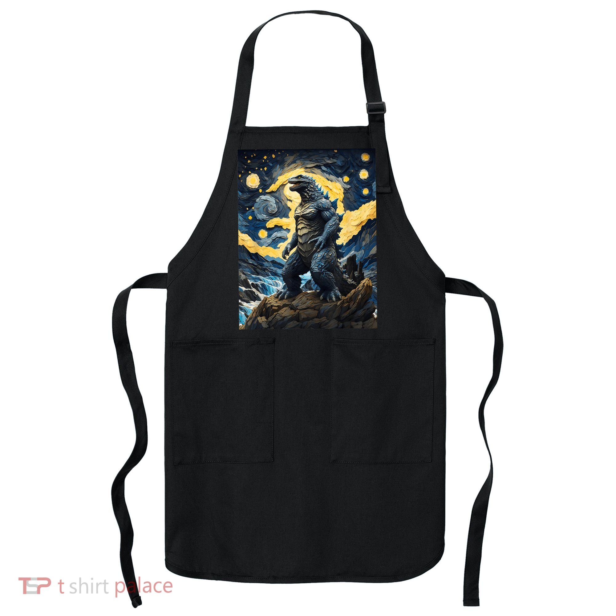 Japanese Monster Kaiju In Van Gogh Starry Night Apron