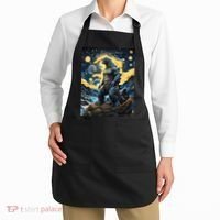 Japanese Monster Kaiju In Van Gogh Starry Night Apron thumb 2
