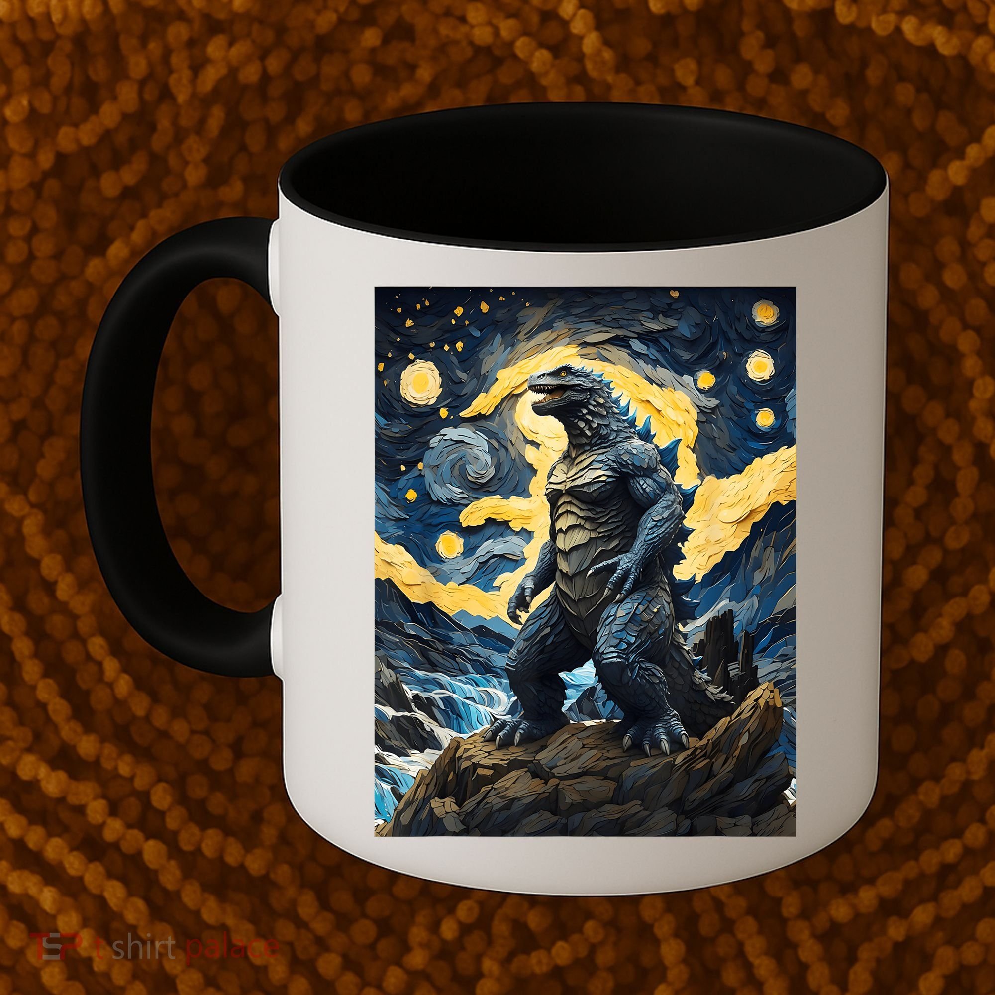 Japanese Monster Kaiju In Van Gogh Starry Night Coffee Mug
