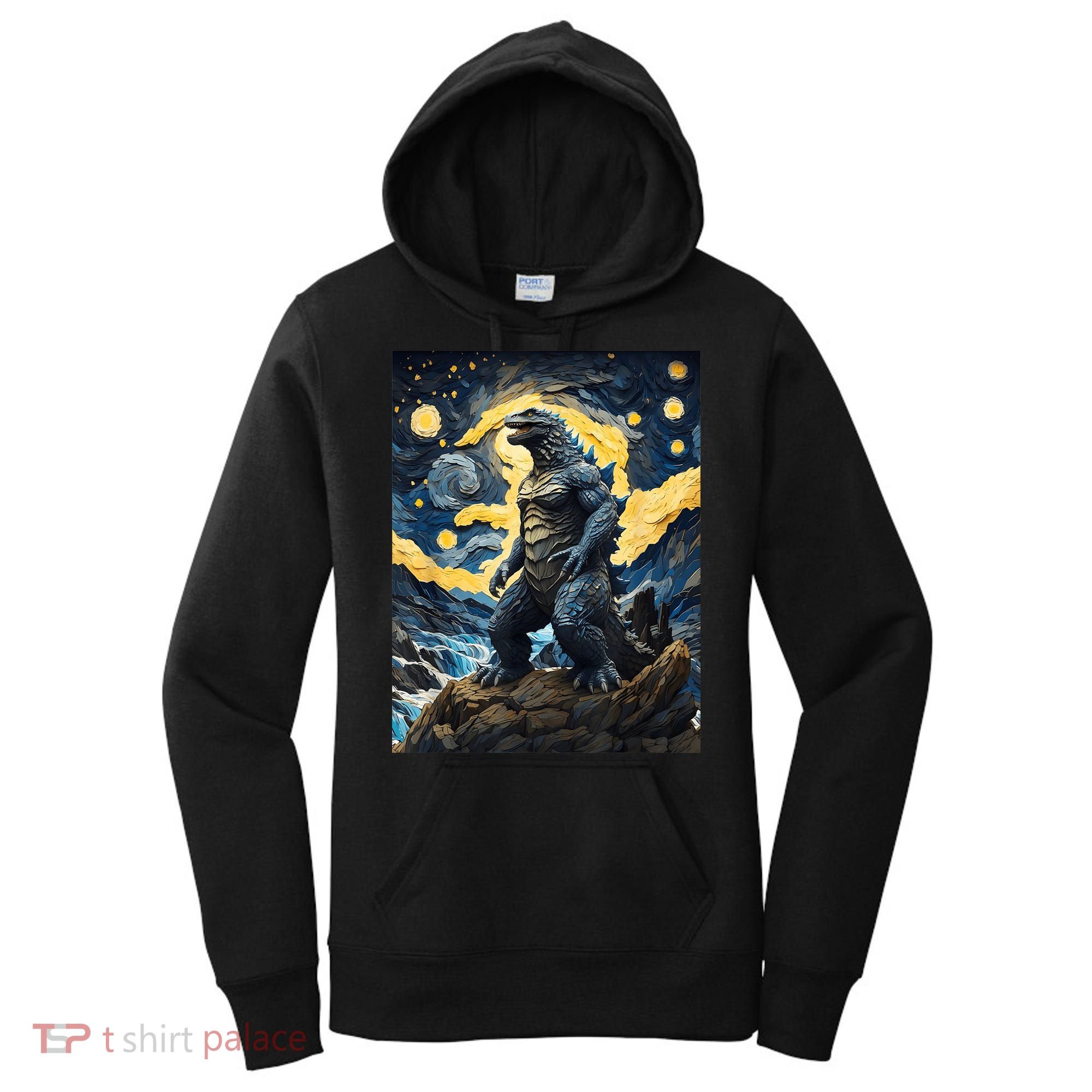Japanese Monster Kaiju In Van Gogh Starry Night Women's Hoodie