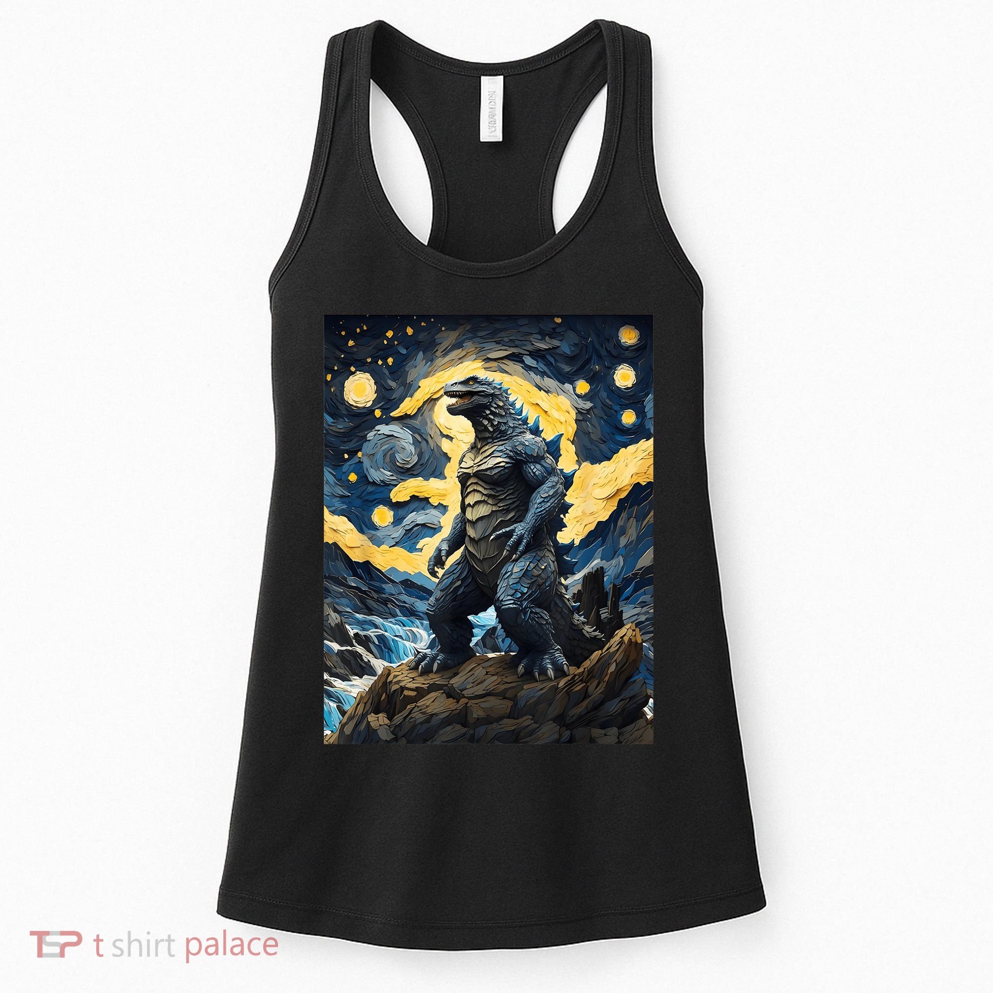 Japanese Monster Kaiju In Van Gogh Starry Night Women's Tank Top