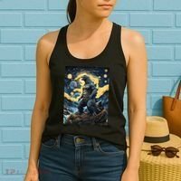 Japanese Monster Kaiju In Van Gogh Starry Night Women's Tank Top thumb 2