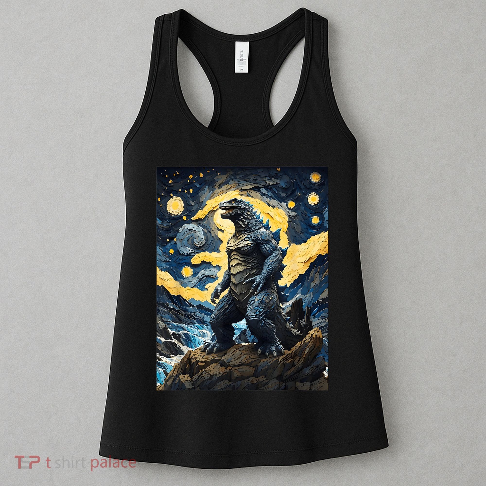 Japanese Monster Kaiju In Van Gogh Starry Night Women's Tank Top