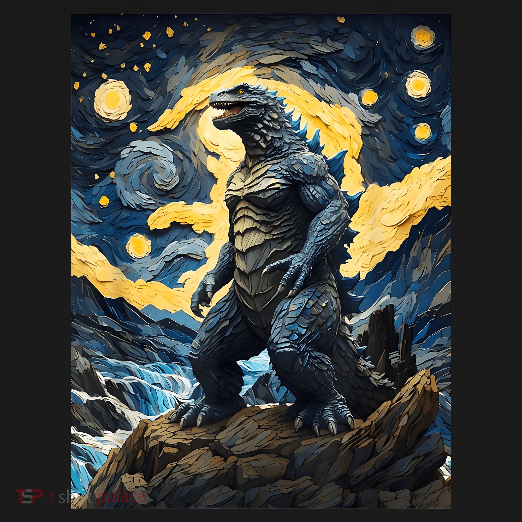 Japanese Monster Kaiju In Van Gogh Starry Night Women's Tank Top