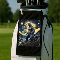 Japanese Monster Kaiju In Van Gogh Starry Night Golf Towel thumb 2