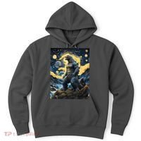 Japanese Monster Kaiju In Van Gogh Starry Night Hoodie thumb 0