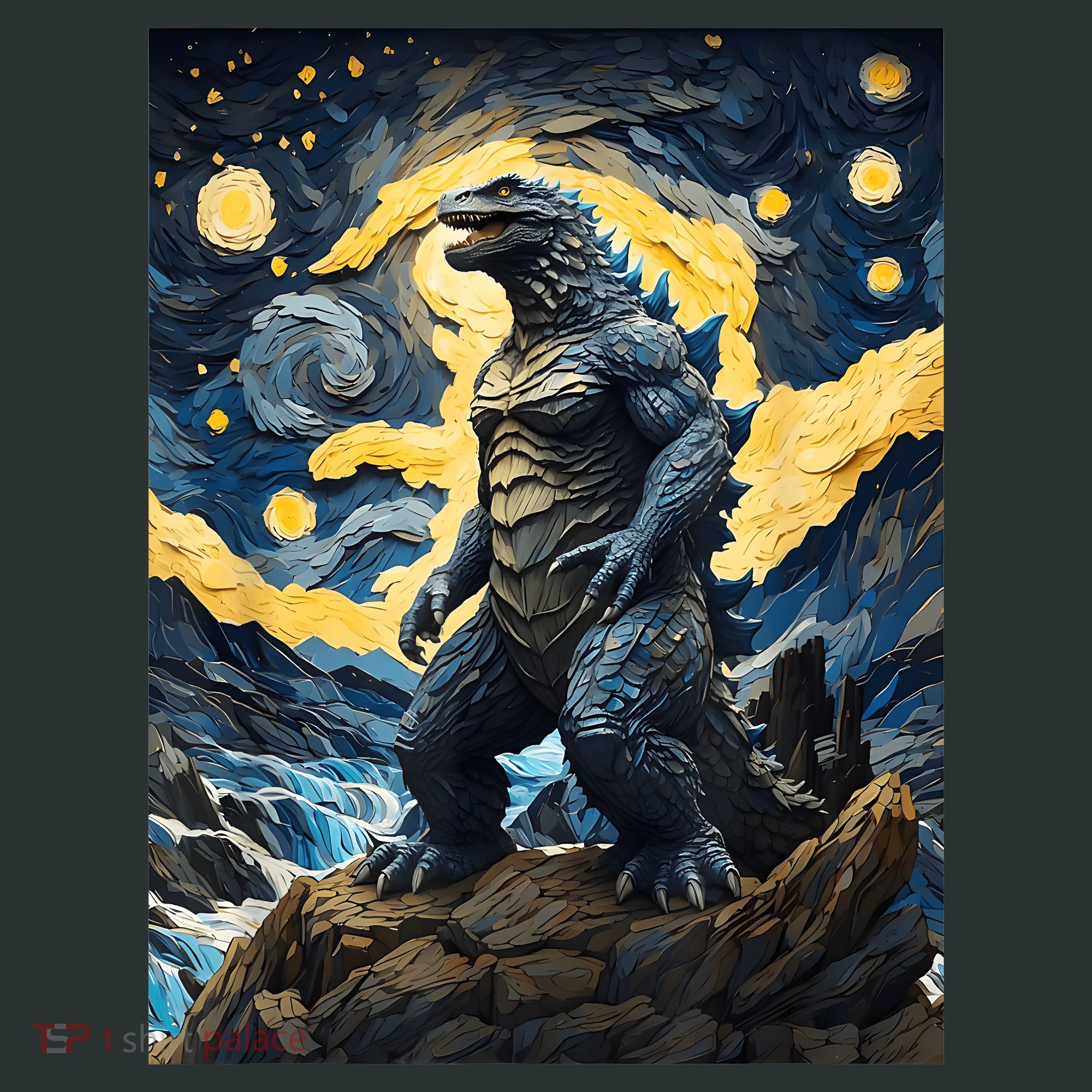 Japanese Monster Kaiju In Van Gogh Starry Night Hoodie