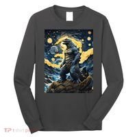 Japanese Monster Kaiju In Van Gogh Starry Night Long Sleeve Shirt thumb 0
