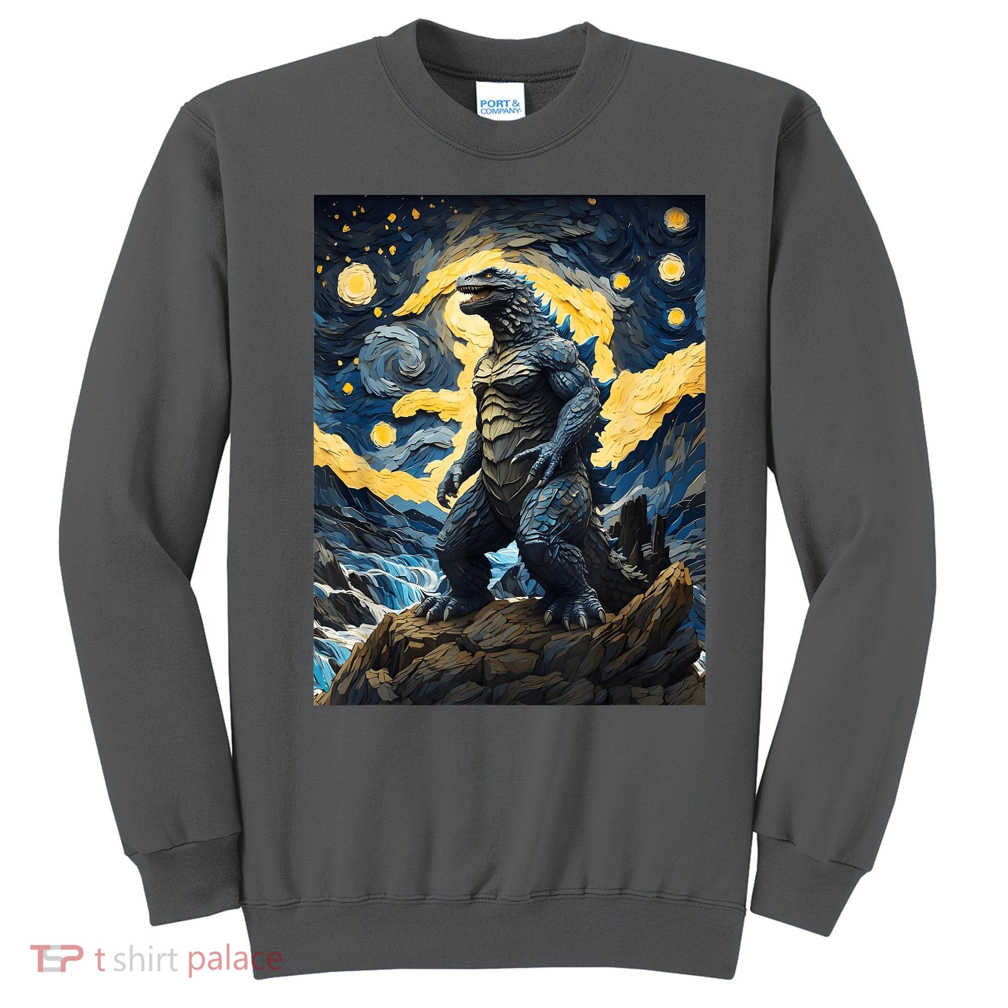 Japanese Monster Kaiju In Van Gogh Starry Night Sweatshirt