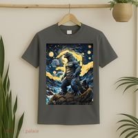 Japanese Monster Kaiju In Van Gogh Starry Night T-Shirt thumb 2