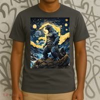 Japanese Monster Kaiju In Van Gogh Starry Night T-Shirt thumb 3