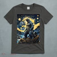 Japanese Monster Kaiju In Van Gogh Starry Night T-Shirt thumb 5
