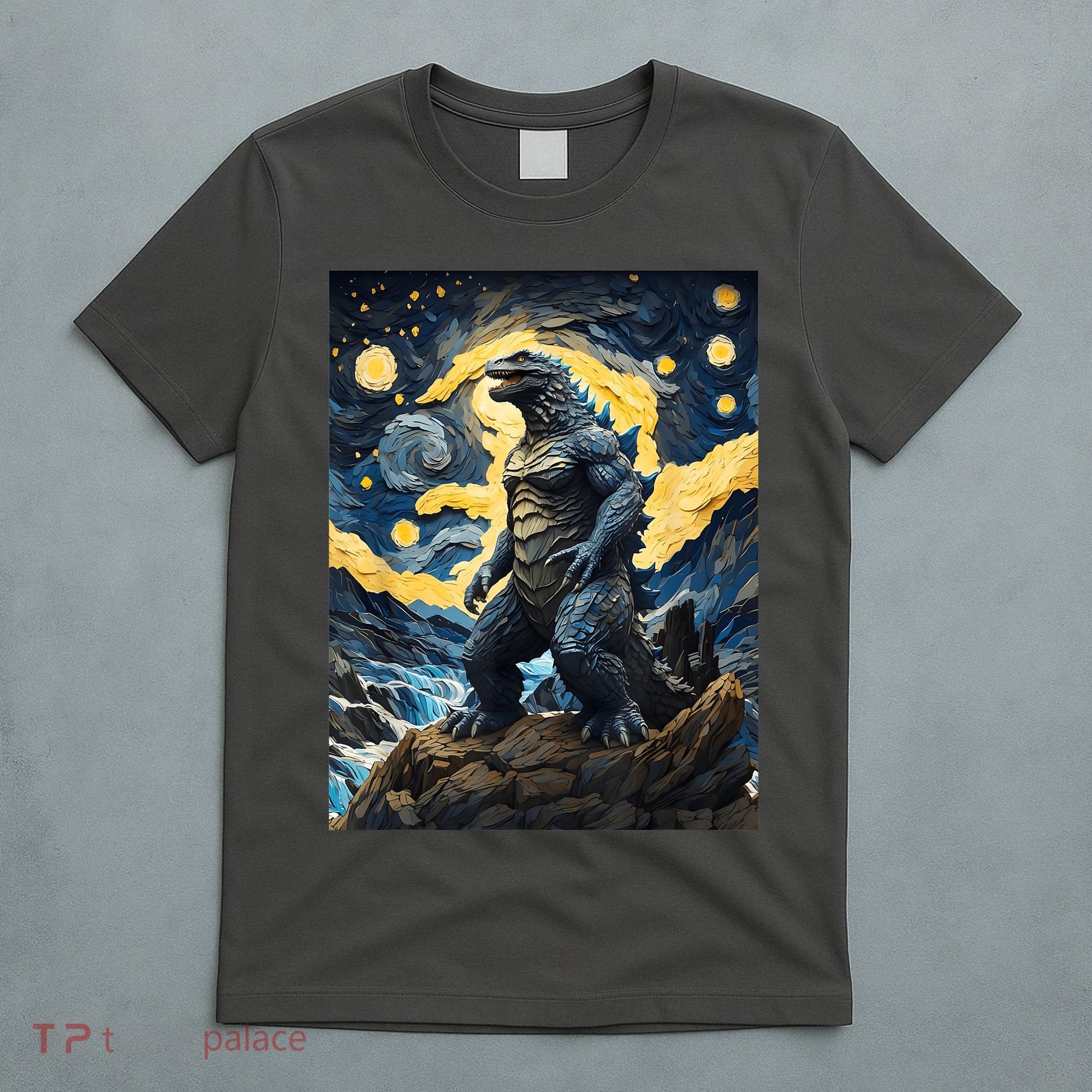 Japanese Monster Kaiju In Van Gogh Starry Night T-Shirt