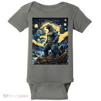 Japanese Monster Kaiju In Van Gogh Starry Night Baby Bodysuit thumb 0