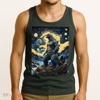 Japanese Monster Kaiju In Van Gogh Starry Night Tank Top thumb 3