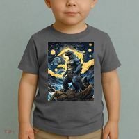 Japanese Monster Kaiju In Van Gogh Starry Night Toddler T-Shirt thumb 2