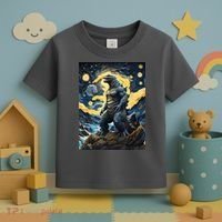 Japanese Monster Kaiju In Van Gogh Starry Night Toddler T-Shirt thumb 3