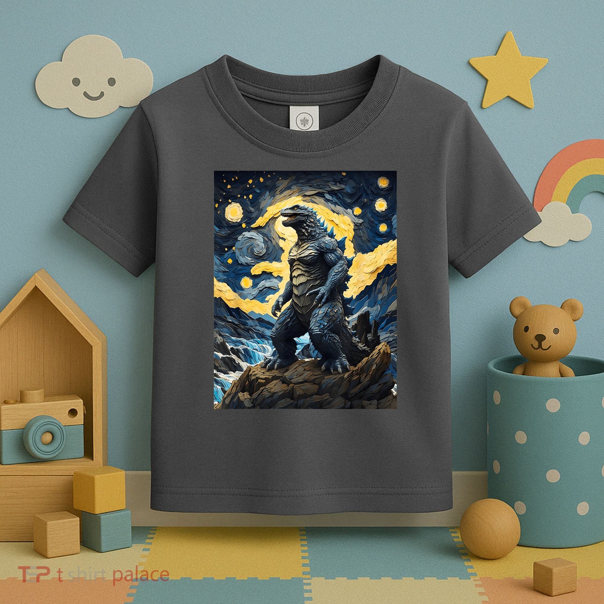 Japanese Monster Kaiju In Van Gogh Starry Night Toddler T-Shirt