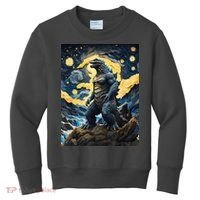 Japanese Monster Kaiju In Van Gogh Starry Night Kids Sweatshirt thumb 0
