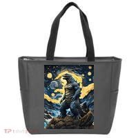 Japanese Monster Kaiju In Van Gogh Starry Night Tote Bag thumb 0