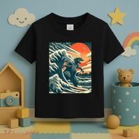 Japanese Monster Kaiju Funny Art Toddler T-Shirt thumb 3