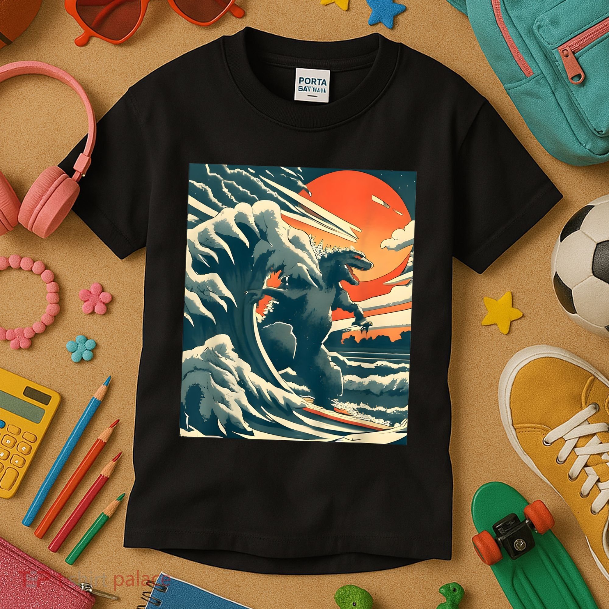 Japanese Monster Kaiju Funny Art Kids T-Shirt