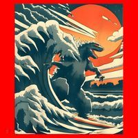 Japanese Monster Kaiju Funny Art Santa Hat thumb 1