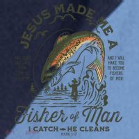 Jesus Made Me A Fisher Of Man I Catch He Cleans Raglan Baseball Sleeve Shirt thumb 2