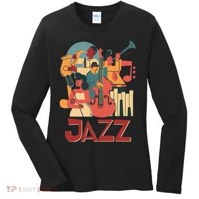 Jazz Musician Orchestra Play On Stage Smooth Jazz Women's Long Sleeve Shirt